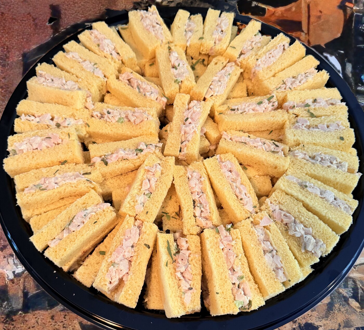 Tea sandwich platter for a bridal or baby shower